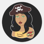 Chica del pirata etiqueta redonda