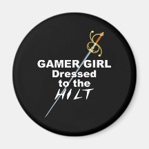 Chica del videojugador vestido al puño iman para frigorífico