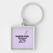 Chica del videojugador vestido al puño llavero personalizado