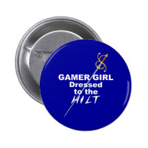 Chica del videojugador vestido al puño pin