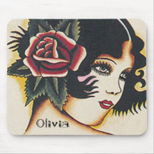 Chica del vintage alfombrilla de ratones