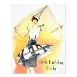 Chica del vintage en cumpleaños del traje de la to comunicados personales 