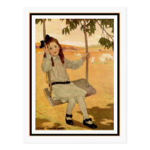 Chica del vintage en el oscilación de Jessie Willc Tarjeta Postal