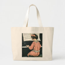 Chica del vintage, música, piano, Jessie Willcox S Bolsas De Mano