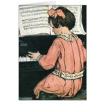Chica del vintage, música, piano, Jessie Willcox S Tarjetas