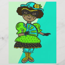 Chica en la bola de mascarada tarjeton