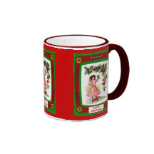 Chica en rosa taza de café