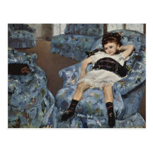 Chica en una silla azul, Mary Cassatt Postales