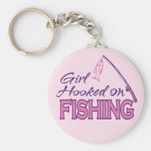Chica enganchado en la pesca llaveros personalizados