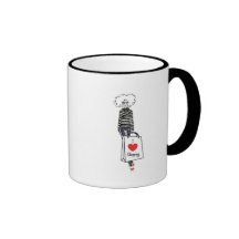 Chica fabulosamente elegante tazas de café