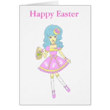 Chica feliz de Pascua Tarjetas