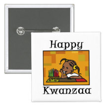 Chica feliz Kinara de Kwanzaa Pins