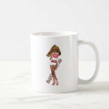 Chica femenino de las costuras incondicionales tazas de café