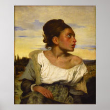 Chica huérfano en el cementerio de Eugene Delacroi Posters