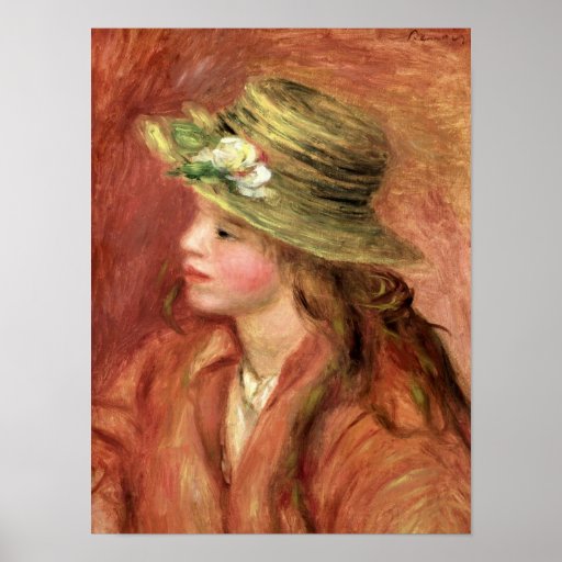 Chica joven en un gorra de paja, c.1908 posters
