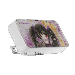 Chica lindo del chibi con las estrellas del kawaii laptop altavoz