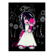 chica lindo del emo que lleva a cabo arte del vect postal