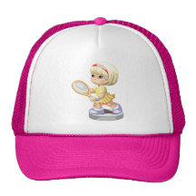 Chica lindo que juega a tenis gorro de camionero