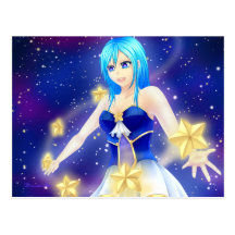 Chica mágico de la estrella del animado postales
