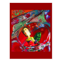 chica maravilloso del UFO, postal del arte abstrac