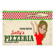 Chica marchosa de la pizzería anuncio personalizado