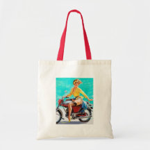 Chica modelo de Gil Elvgren del jinete de la motoc Bolsa