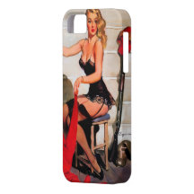 Chica modelo del cazador retro de Gil Elvgren del  iPhone 5 Case-Mate Protector