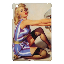 Chica modelo retro del mecánico de coche de Gil El