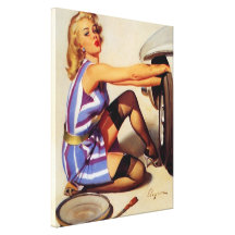 Chica modelo retro del mecánico de coche de Gil El Impresion De Lienzo
