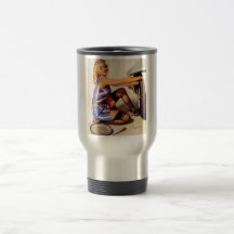 Chica modelo retro del mecánico de coche de Gil El Tazas