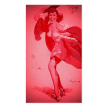 Chica modelo rosado graduado retro de Gil Elvgren  Tarjetas De Visita