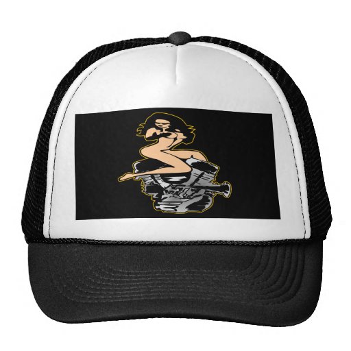 Chica negro de la cacerola del motorista gorros  