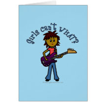 Chica oscuro de la guitarra baja felicitación