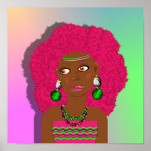 Chica psicodélico del Afro del rosa de la diva del Impresiones