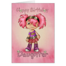 Chica punky moderno de la tarjeta de cumpleaños de