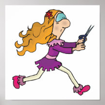 chica que corre con las tijeras posters