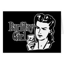 Chica retro de Barfday - negro y blanco Tarjeta
