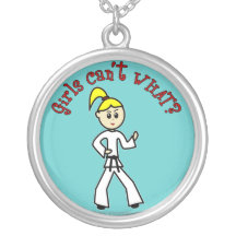 Chica rubio del karate grimpola personalizada