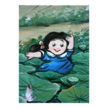 Chica taiwanés en la charca del lirio anuncios  