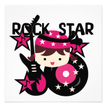 Chica trigueno de la estrella del rock invitación personalizada
