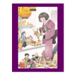 Chica y muñecas japoneses tarjeta postal