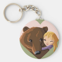 Chica y oso llaveros personalizados