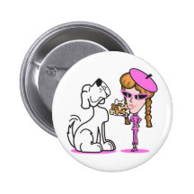 chica y perro casero retros pin