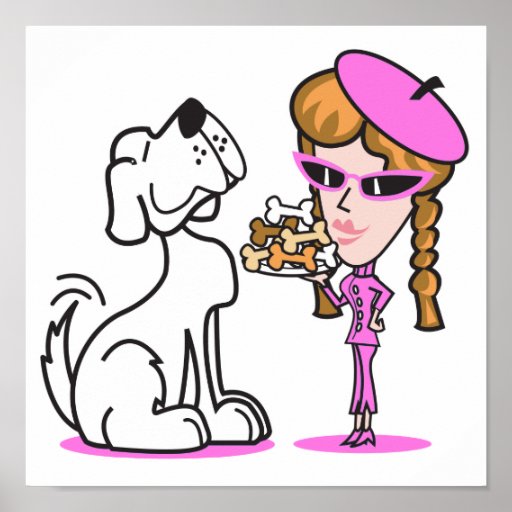 chica y perro casero retros poster