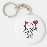 Chica y tarjeta del día de San Valentín Llavero