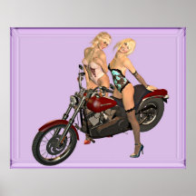 Chicas del motorista Pin-para arriba Posters