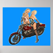 Chicas del motorista Pin-para arriba Impresiones