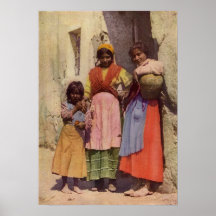 Chicas gitanos españoles, vintage 1917 poster