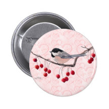 CHICKADEE y BAYAS ROJAS de SHARON SHARPE Pins