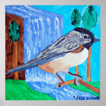 Chickadee y cascada posters